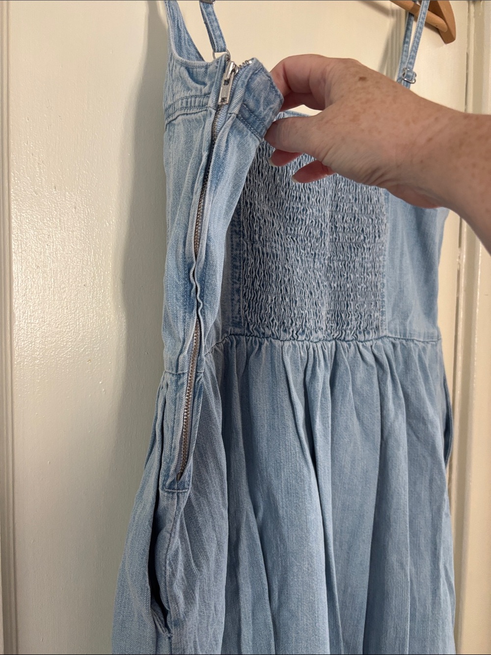 Levi's Light Blue Denim Skirt Dress with Spaghetti Straps - Picture 5 of 8
